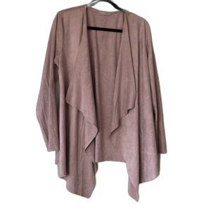 Soft Surroundings Ultra Soft Faux Suede Open Front Waterfall Blazer L Soft Pink